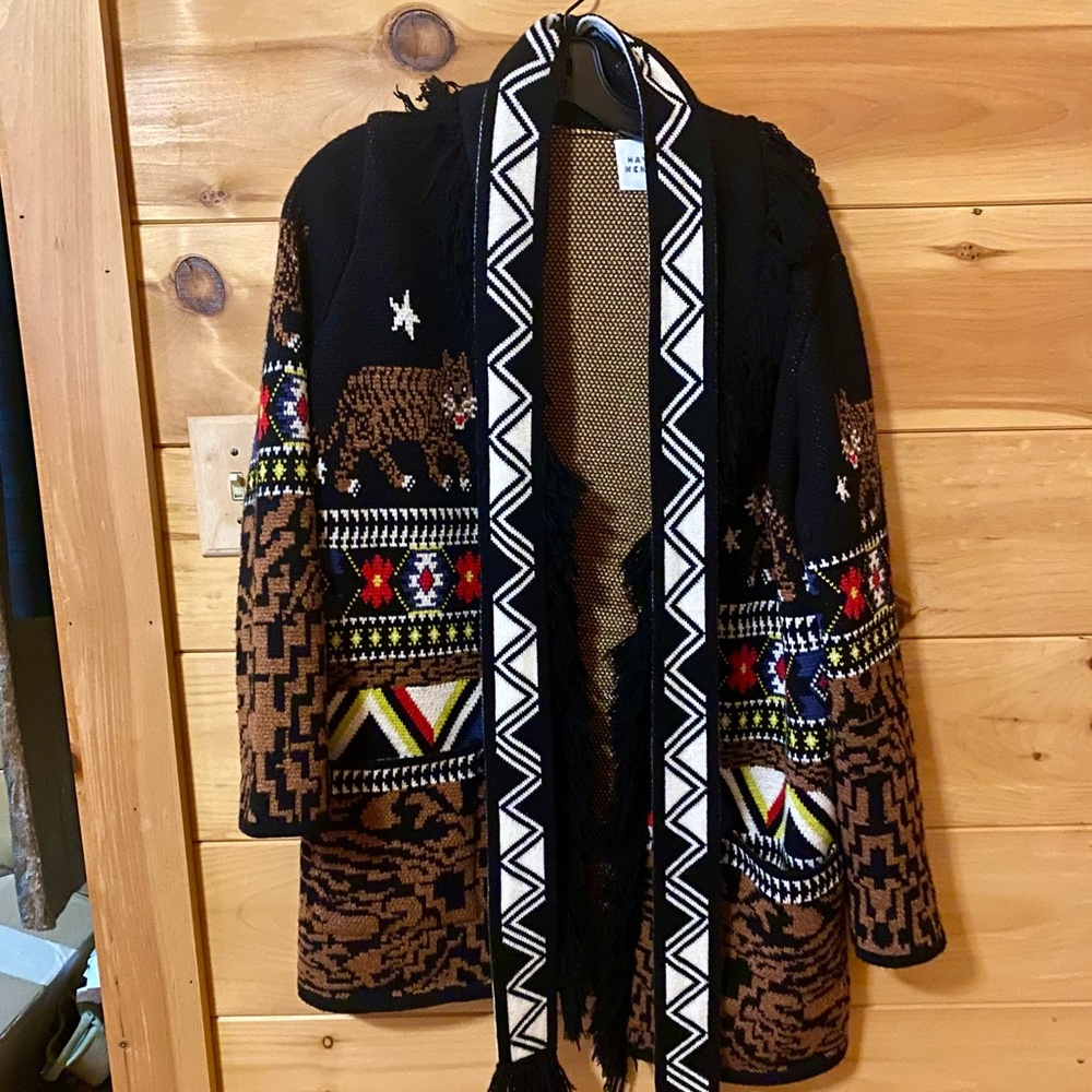 Patterned Black and Brown Cardigan